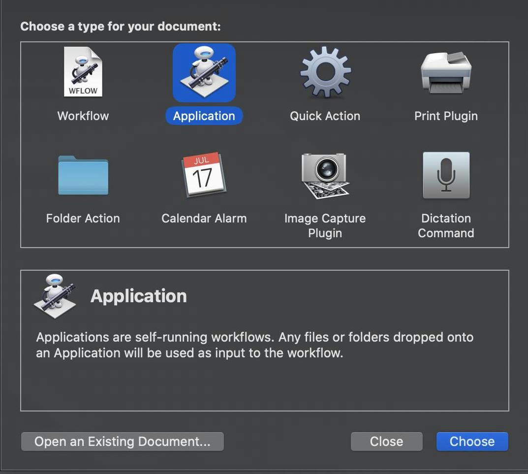 Screenshot of Automator App