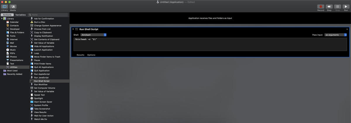 Screenshot of Automator App